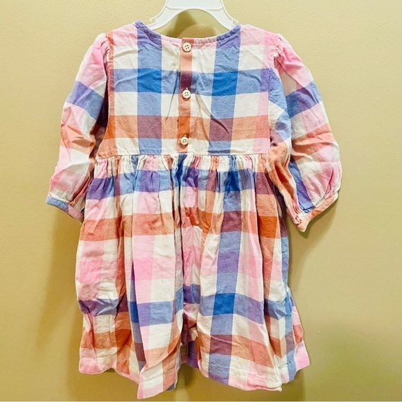 Hanna Andersson Orange and Purple Check Flannel Dress Size 5 - Picture 7 of 7